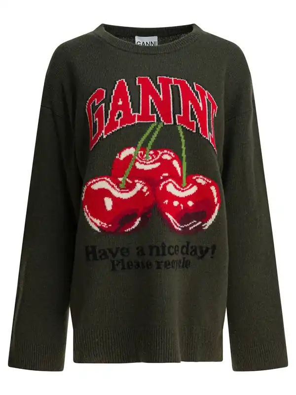 Wool-Blend Crew-Neck Sweater Knitwear Green