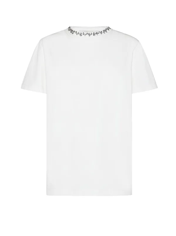 Cotton T-Shirt With Rhinestones