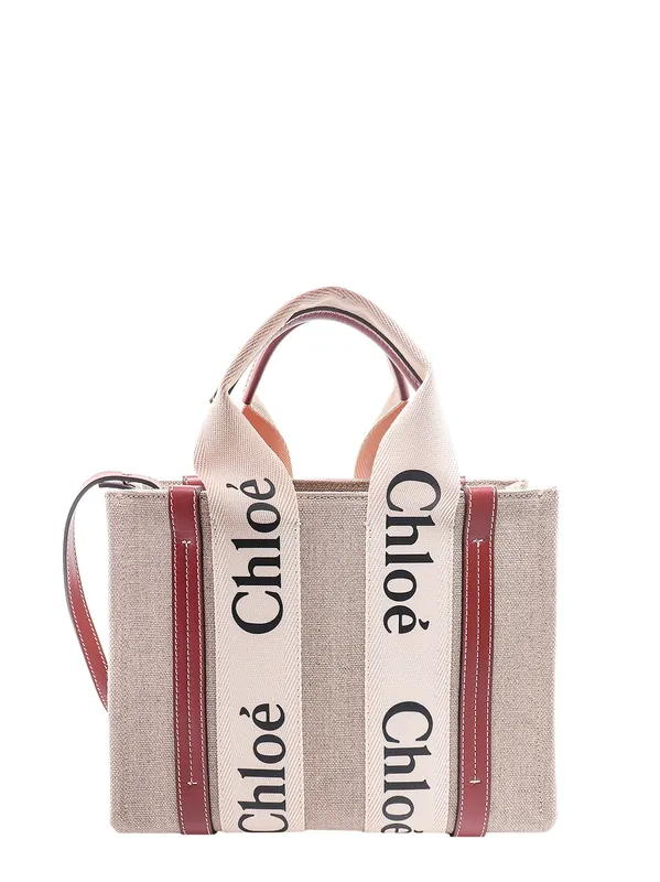 Woody Linen And Leather Tote Bag - Chloé