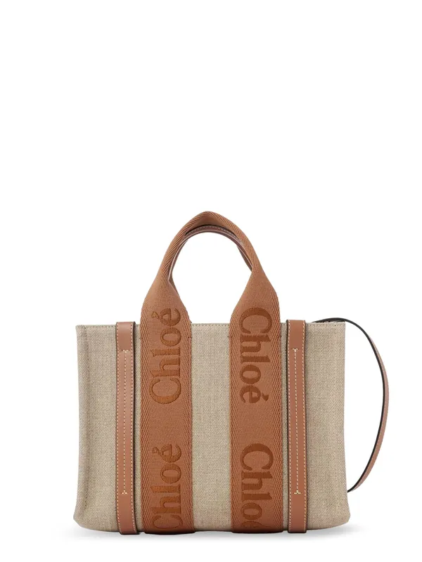 Woody Linen And Leather Tote Bag - Chloé