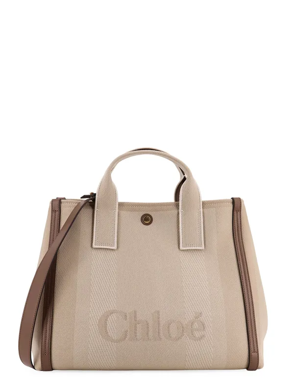 Striped Jacquard Fabricchloé Carry Crossbody Bag With Oversized Logo On The Front
