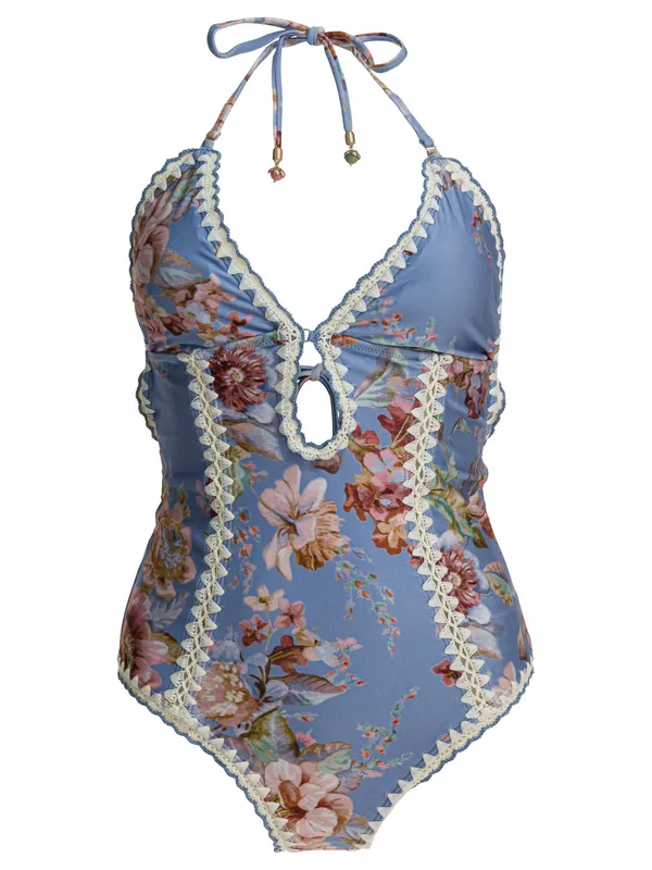 Awaken Crochet Keyhole Swimwear Light Blue - Zimmermann
