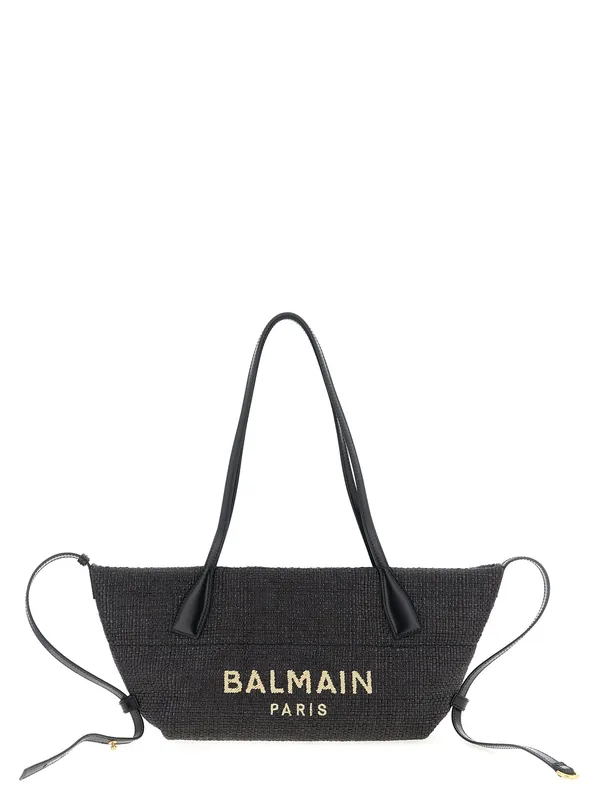 Track-Small Rafia Tote Bag Black