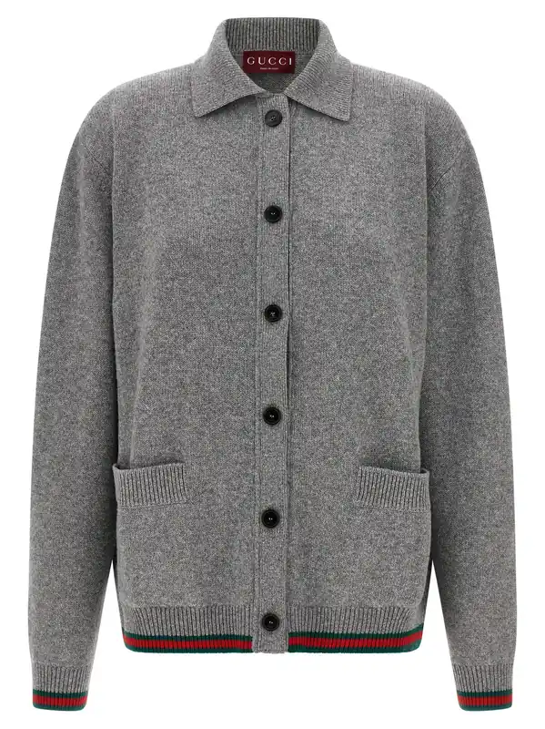 Polo Cardigan Sweaters And Cardigans Gray - Gucci