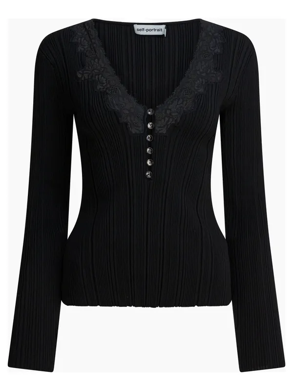 Top With Lace Tops Black - Self-Portrait