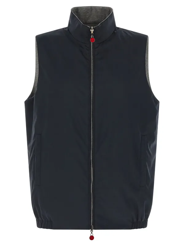 Double Face Nylon Vest Gilet Blue - Kiton