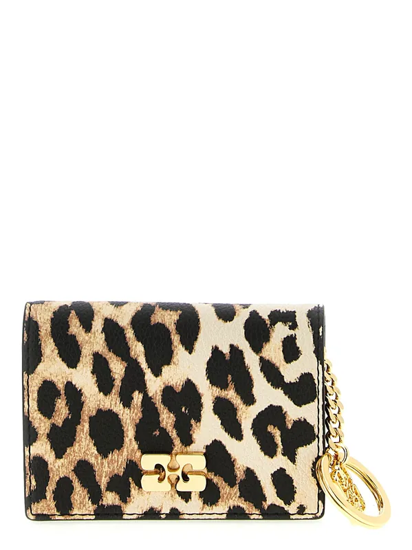 Leopard Wallets And Card Holders White - Ganni