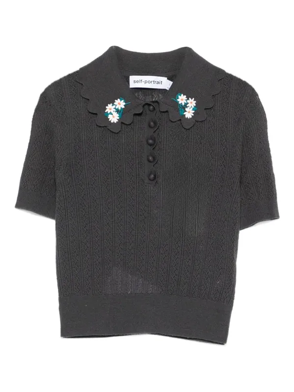 Wool Embroidered Polo Shirt - Self-Portrait