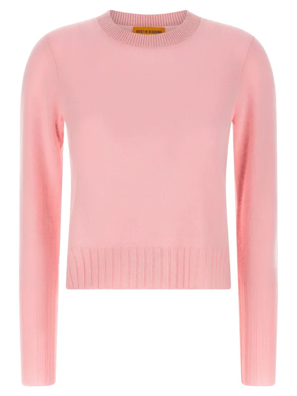 Shrunken Crew Sweaters And Cardigans Pink - Guest In Residence