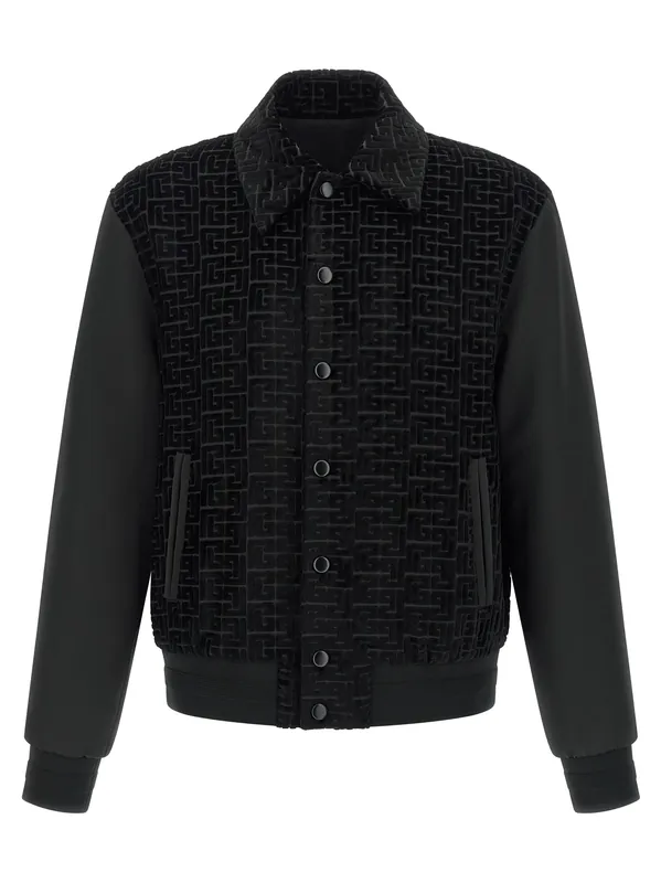 Velvet Bomber Jacket Puffer Jackets Black - Balmain