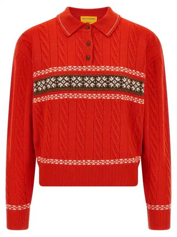 Cable Collegiate Polo Sweaters And Cardigans Red - Guest In Residence
