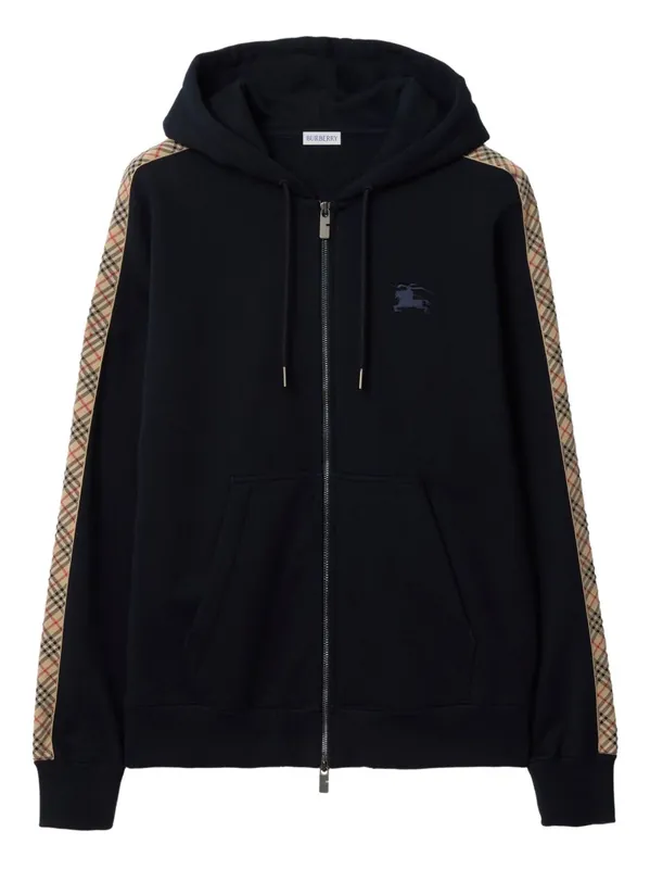 Check Motif Cotton Hoodie - Burberry