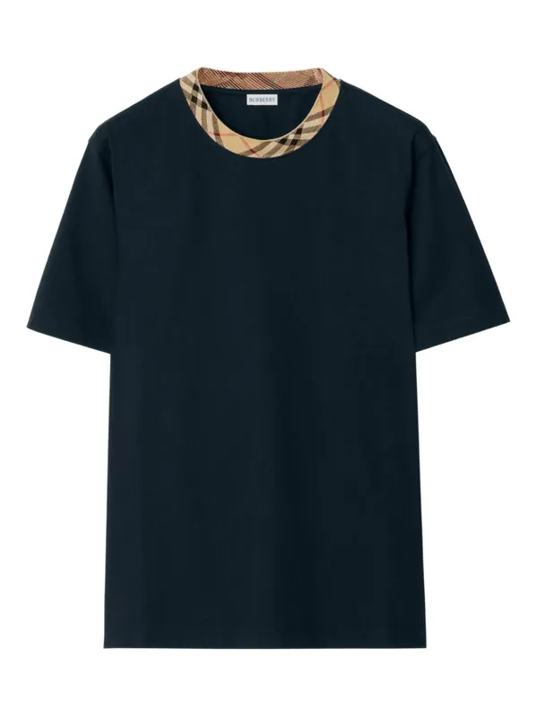 Check Motif Cotton T-Shirt