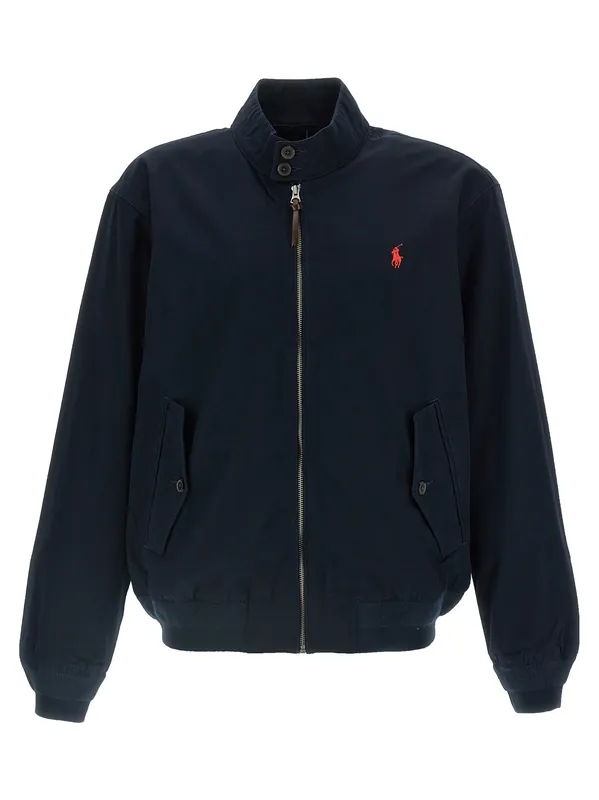Logo Embroidery Bomber Jacket Puffer Jackets Blue - Polo Ralph Lauren