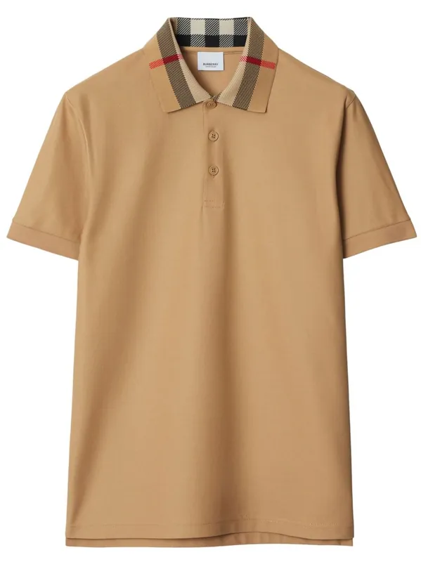 Check Collar Cotton Polo Shirt - Burberry