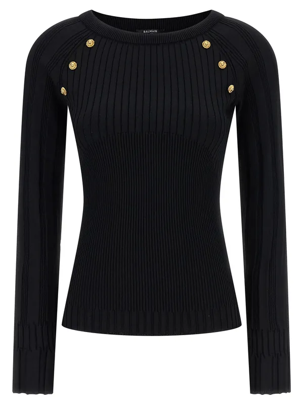 3 Buttons Sweater Sweaters And Cardigans Black - Balmain