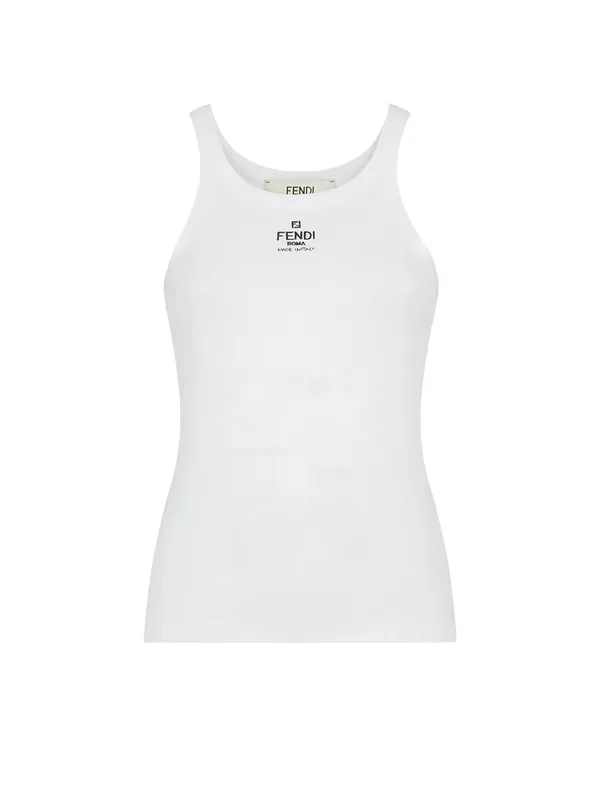 Ribbed Cotton Tank Top - Fendi