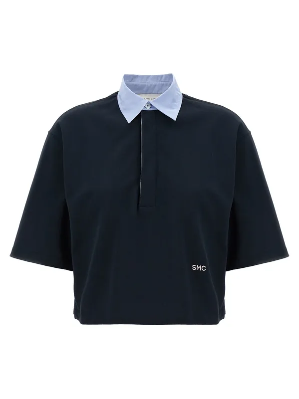 Cropped Piquet Polo Blue - Stella McCartney
