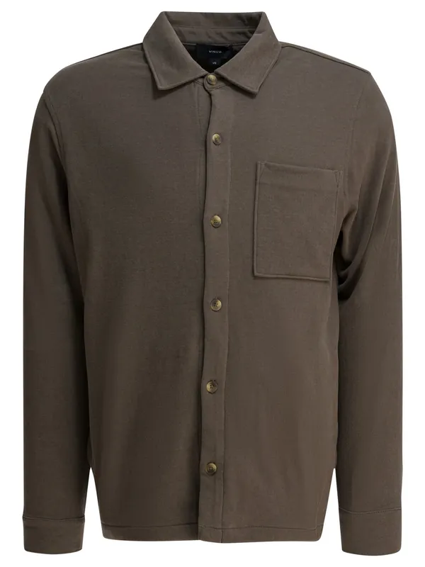Cotton Suede Overshirt Jacket Jackets And Coats Brown - Vince