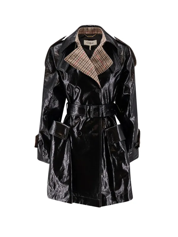 Coated Linen Trench With Wool Blend Details - Chloé