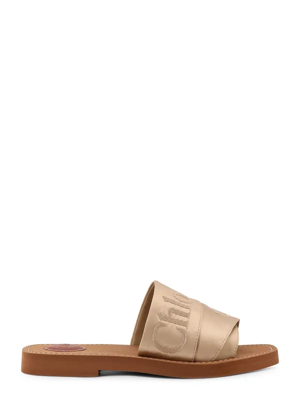 Woody Satin Sandals With Embroidered Logo - Chloé