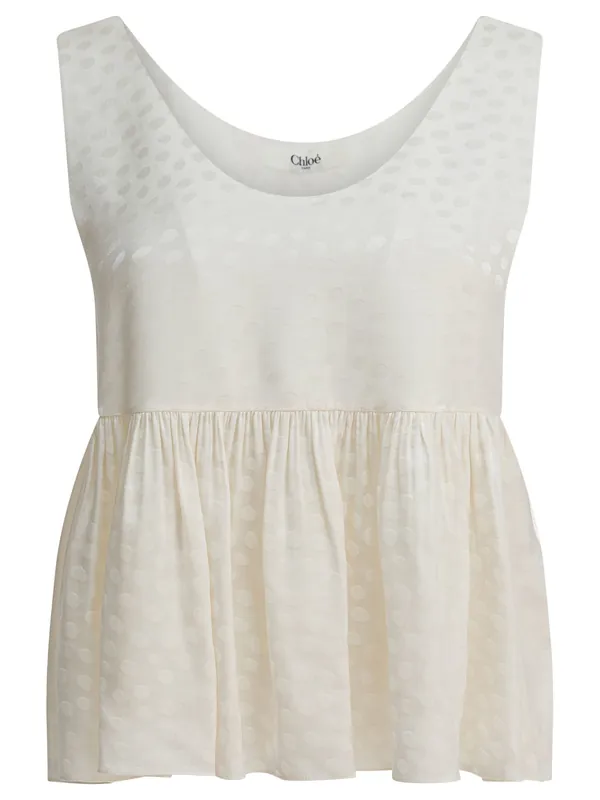 Silk Peplum Top Tops White - Chloé