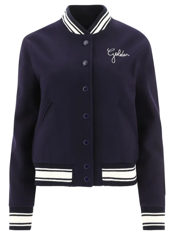 Wool Bomber Jacket Jackets And Coats Blue - Golden Goose