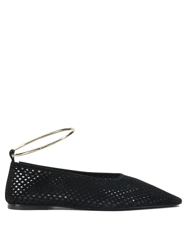 Suede Perforated Ballet Flats Ballerinas Black - Jil Sander