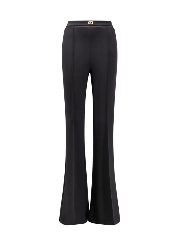 Stretch Trouser With Monogram Metal Detail - Elisabetta Franchi