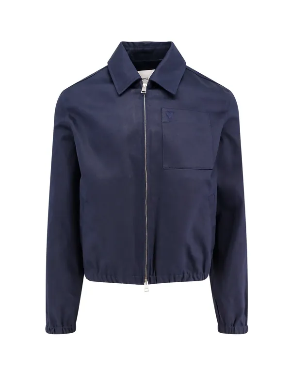 Cotton Jacket With Iconic Embroidery - Ami Paris