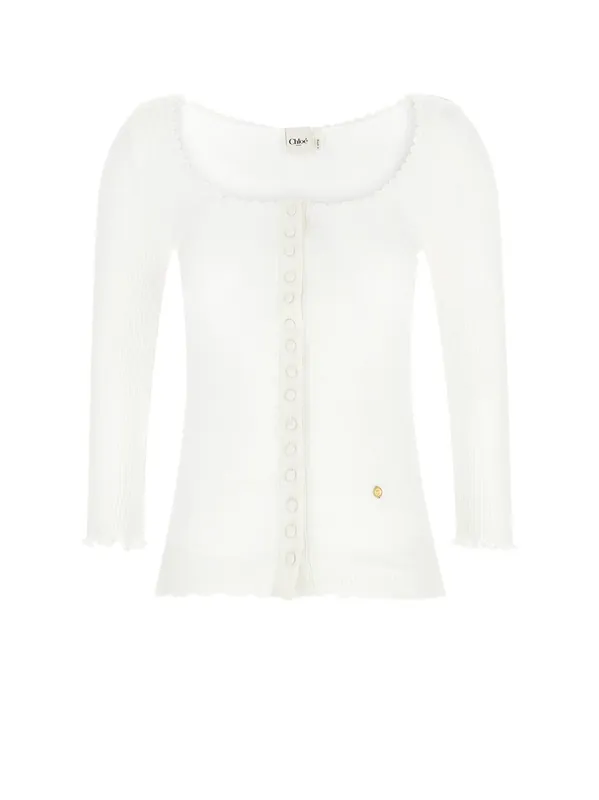 Cotton Shirt With Lace Insert - Chloé