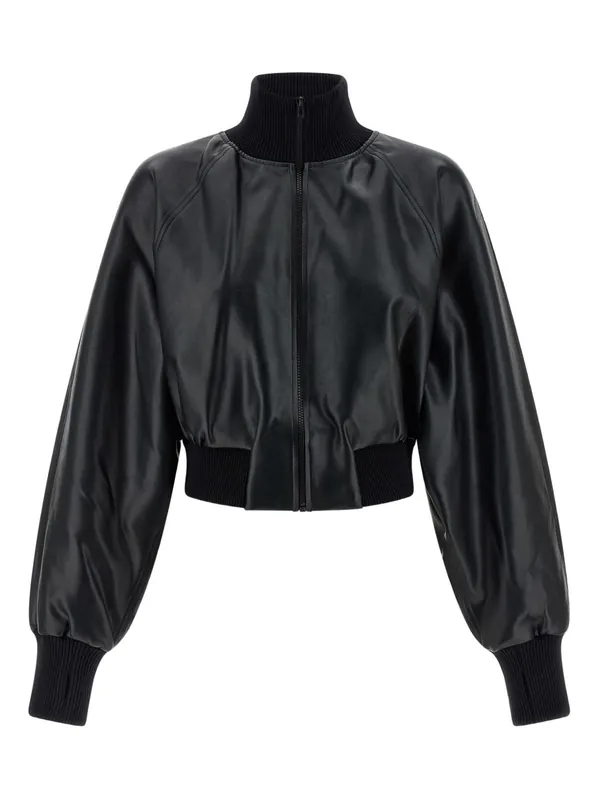 Faux Leather Bomber Jacket - Norma Kamali