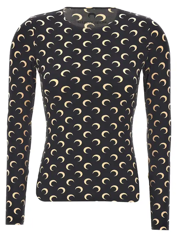 Moon Printed Jersey T-Shirt Black