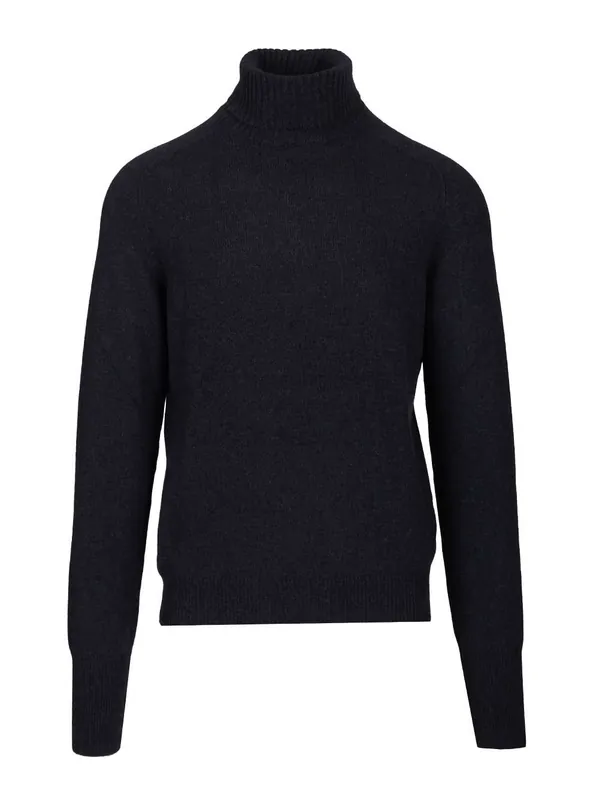 Collo Alto Derby Saddler 100 Cachemire Knitwear Blue - Fedeli
