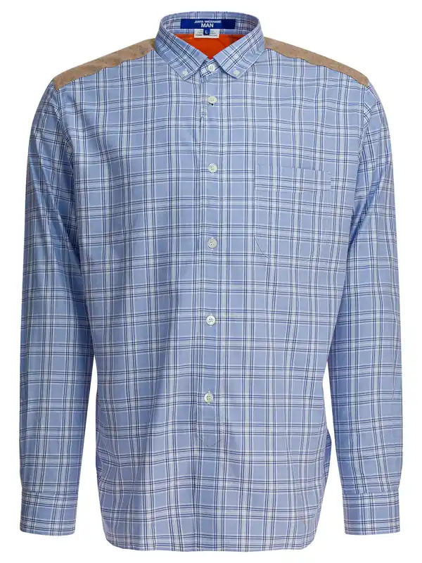 Check Shirt With Quilted Inserts Shirts Light Blue - Junya Watanabe Man