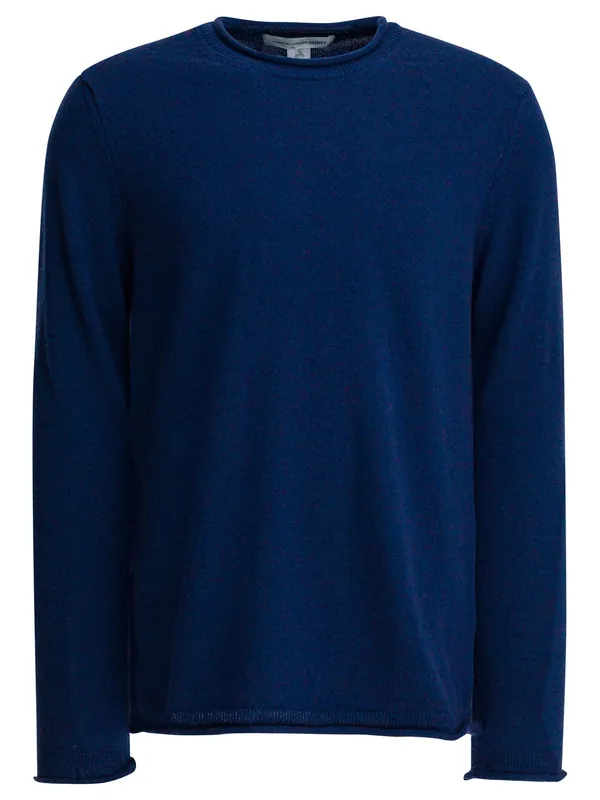 Wool Crewneck Sweater Knitwear Blue - Comme Des Garçon