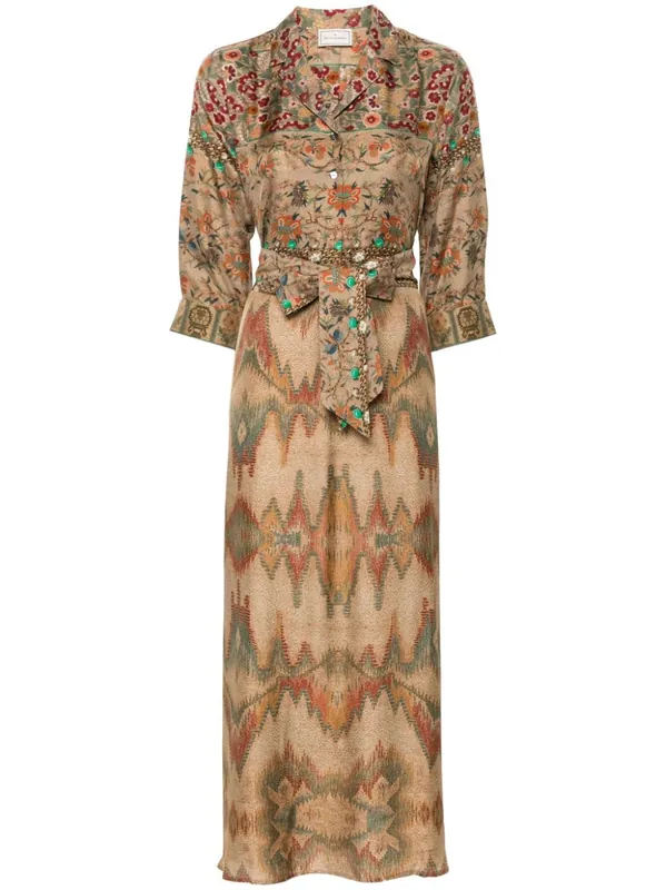 Printed Silk Shirt Dress - Pierre Louis Mascia