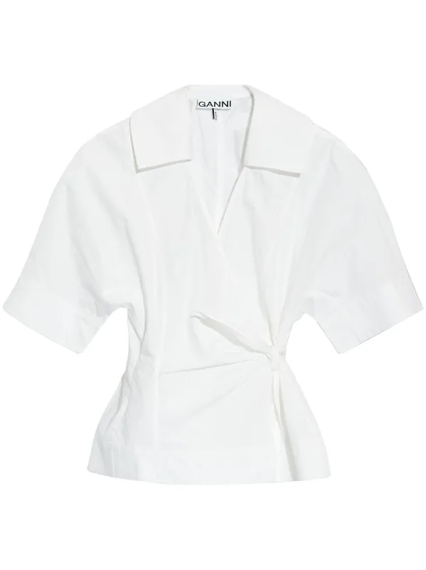 Organic Cotton Wrapped Blouse - Ganni
