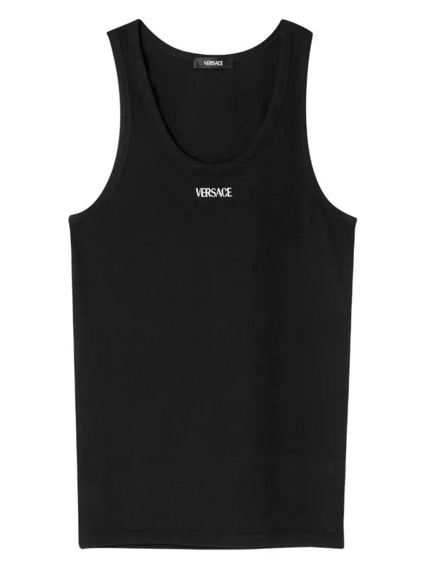 Logo Cotton Tank Top - Versace