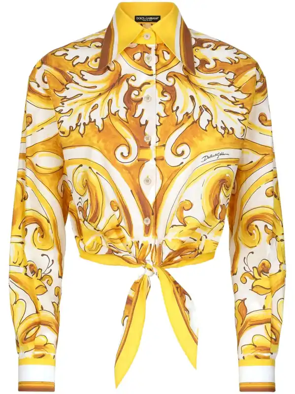 Maiolica Print Cotton Shirt - Dolce & Gabbana