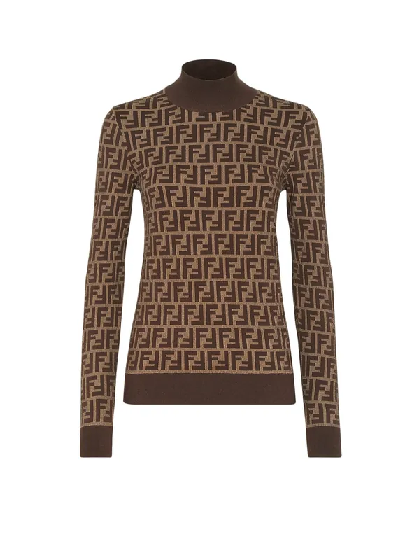 Cotton Sweater With Ff Motif - Fendi