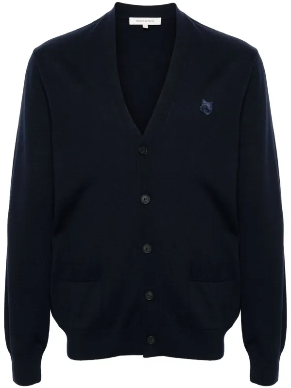 Bold Fox Head Wool Cardigan - Maison Kitsuné