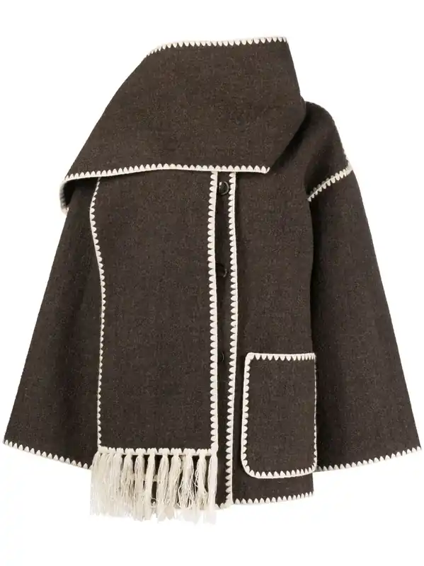 Embroidered Scarf Wool Jacket - Toteme