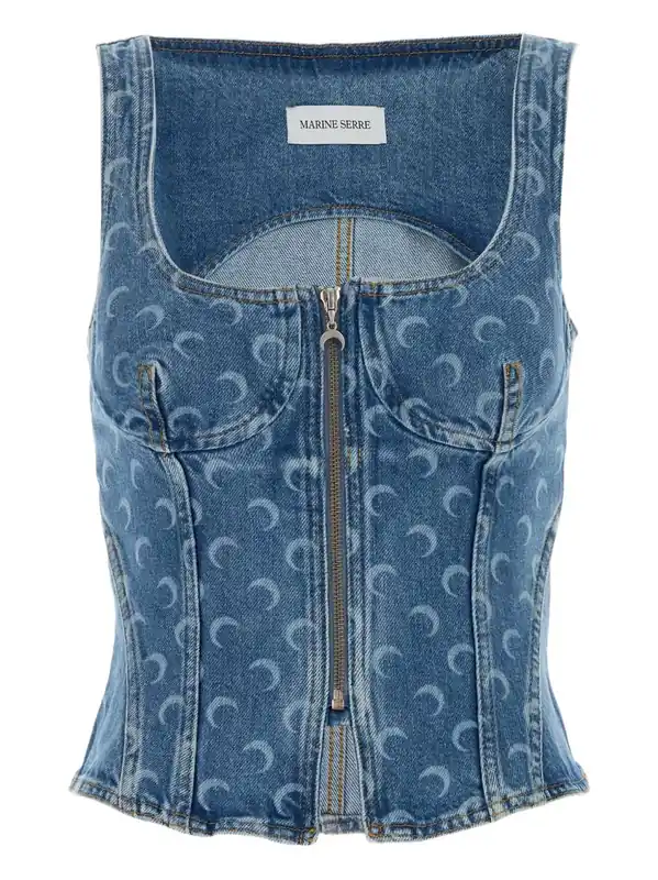 Moon Denim Bustier Top - Marine Serre