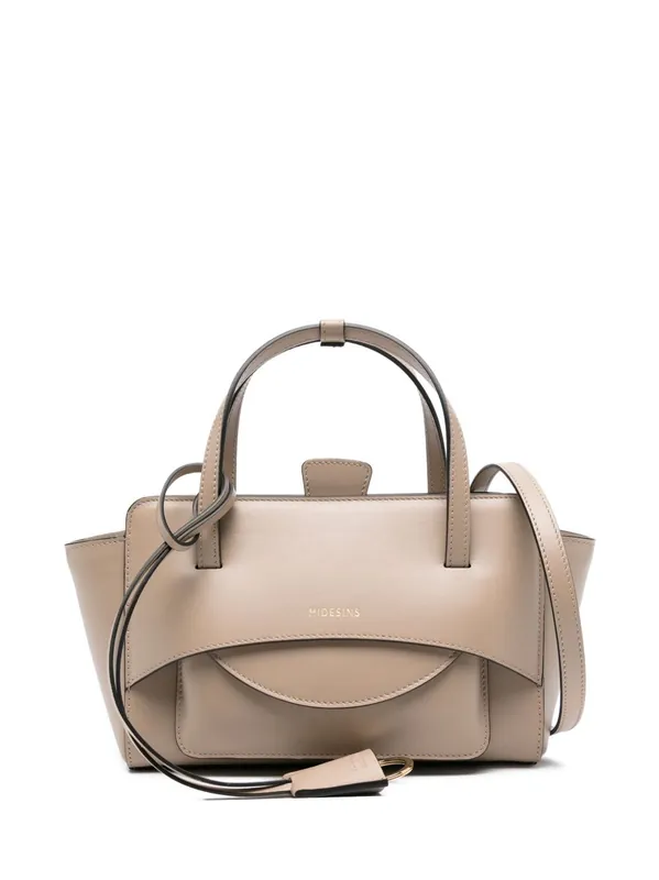 Flap Small Leather Tote Bag - Hidesins