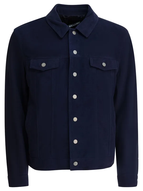 Suede Overshirt Jacket Jackets And Coats Blue - Altum