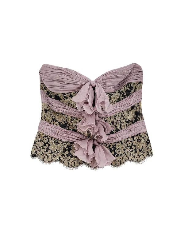 Chiffon Top With Lace Inserts - Valentino Garavani