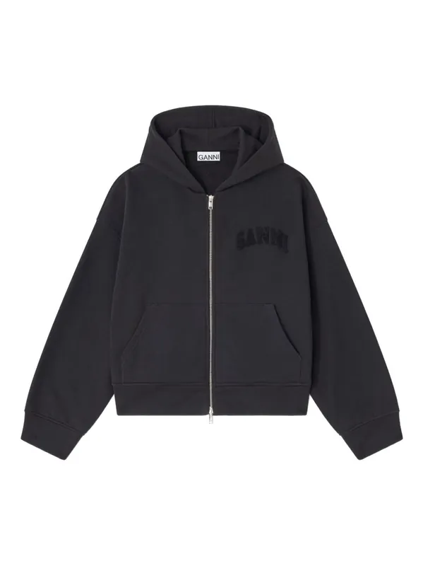Organic Cotton Zipped Hoodie - Ganni