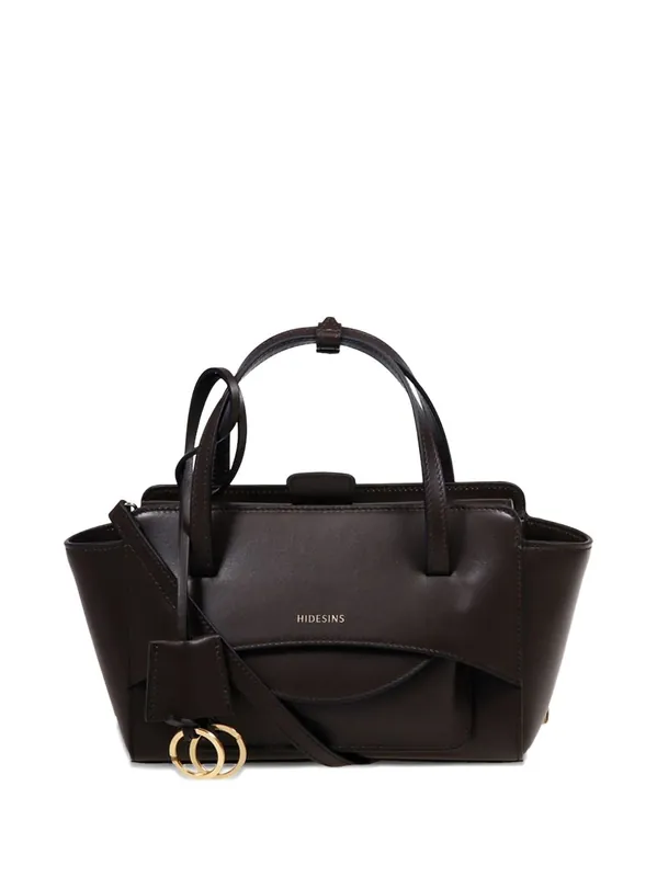 Flap Small Leather Tote Bag - Hidesins