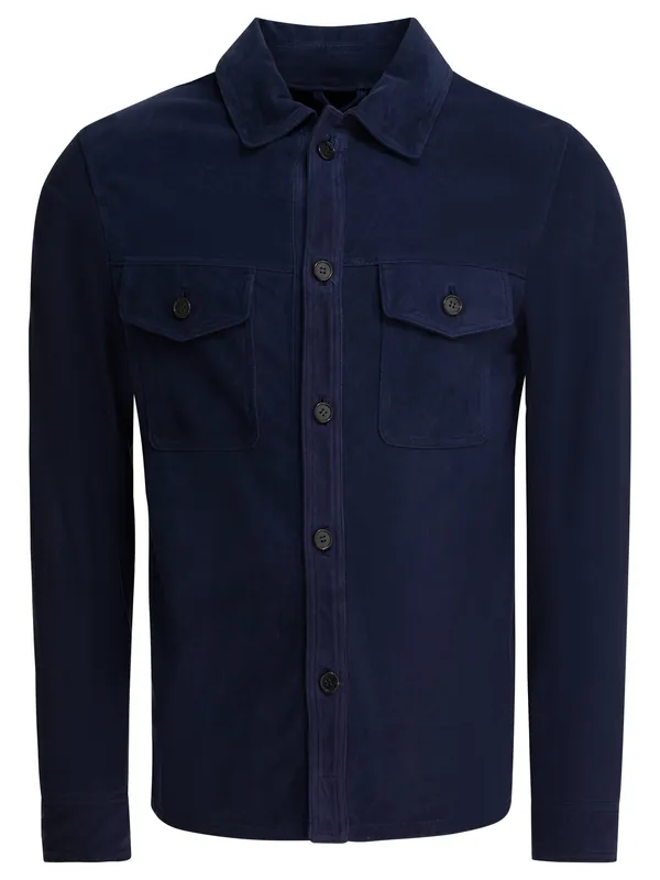 Suede Overshirt Jacket Jackets And Coats Blue - Altum